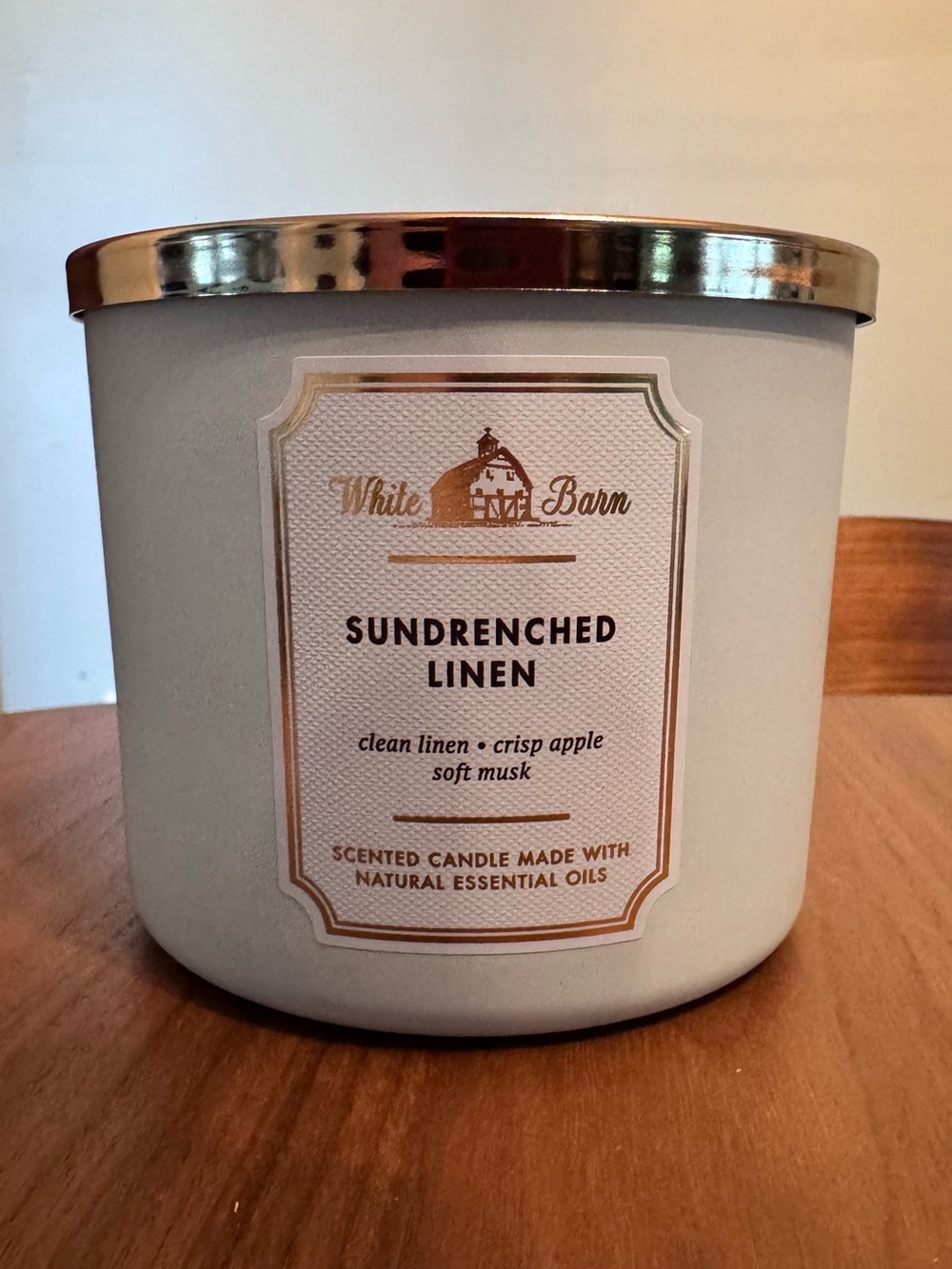 BBW / White Barn New 3-Wick Candle, Sun-drenched Linen, NWT